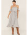 Image #1 - Band of the Free Women's Prism Geo Print Off Shoulder Smocked Wrap Midi Dress, Blue, hi-res