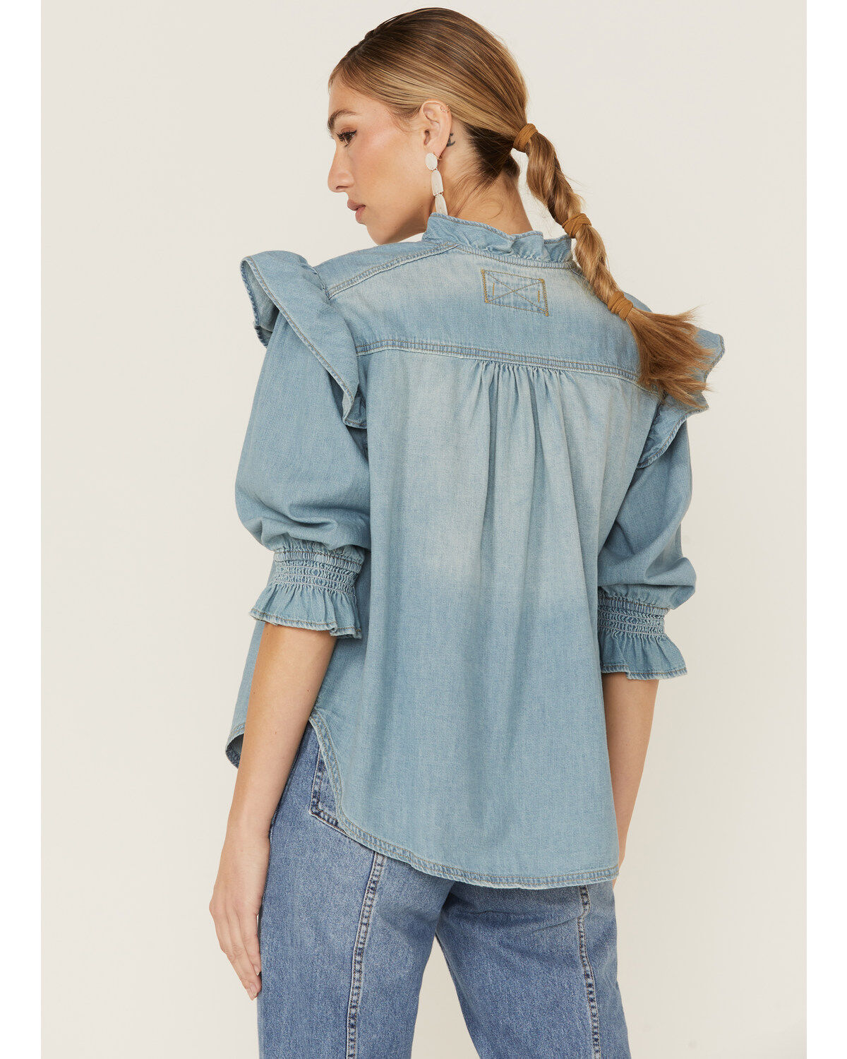 Image #3 - Free People Women's Louise Denim Top, Blue, hi-res