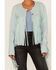 Double D Ranch Women's Sonora Fringe Leather Jacket, Turquoise, hi-res