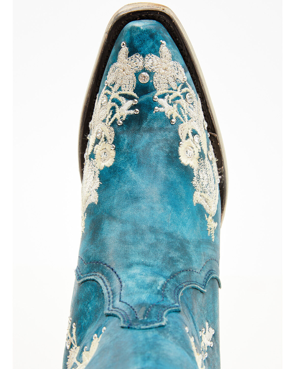 Image #6 - Corral Women's Floral Embroidered & Rhinestone Studded Western Boots - Snip Toe, Navy, hi-res