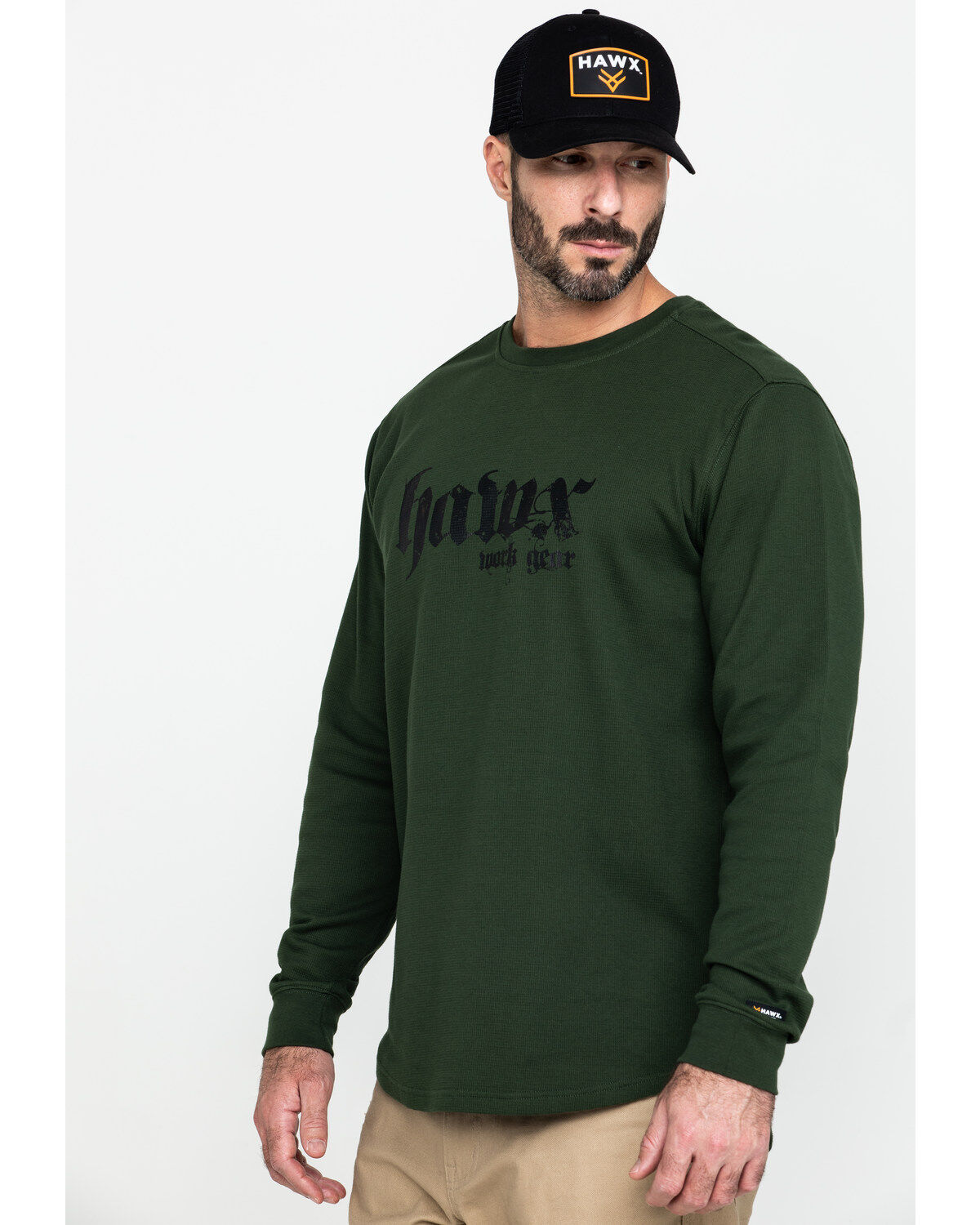 Image #3 - Hawx Men's Green Graphic Thermal Long Sleeve Work T-Shirt, , hi-res