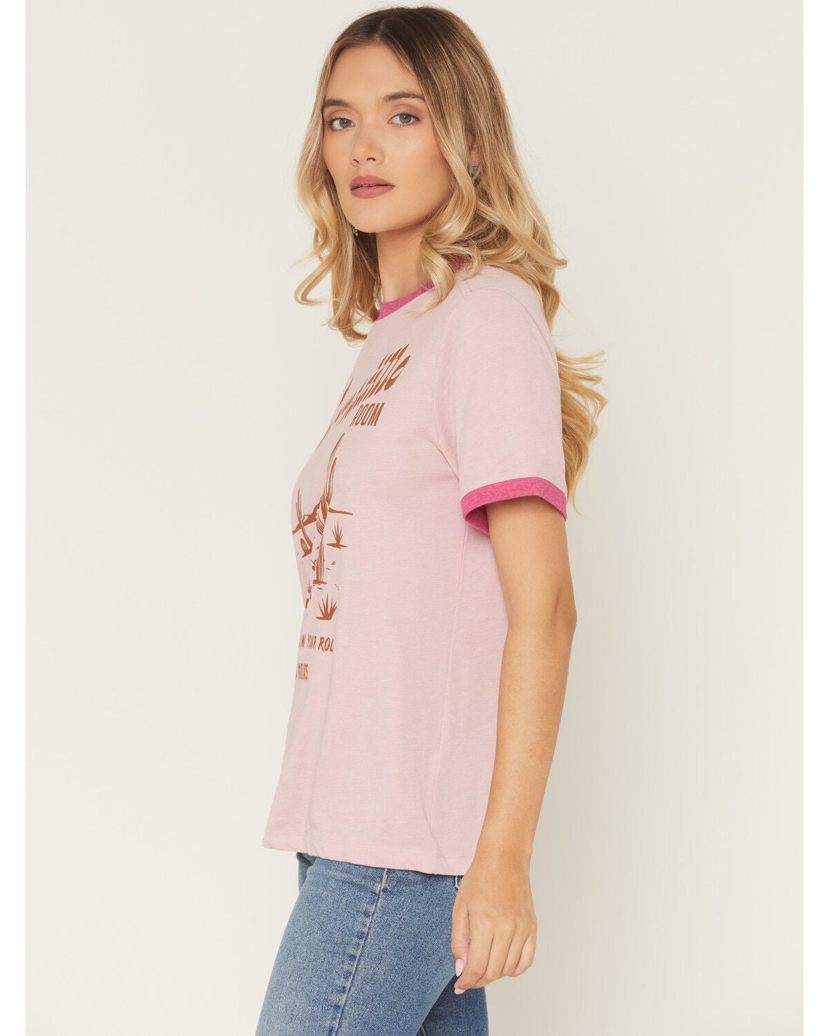 Image #5 - Idyllwind Women's Armadillo Short Sleeve Graphic Ringer Tee, Dark Pink, hi-res