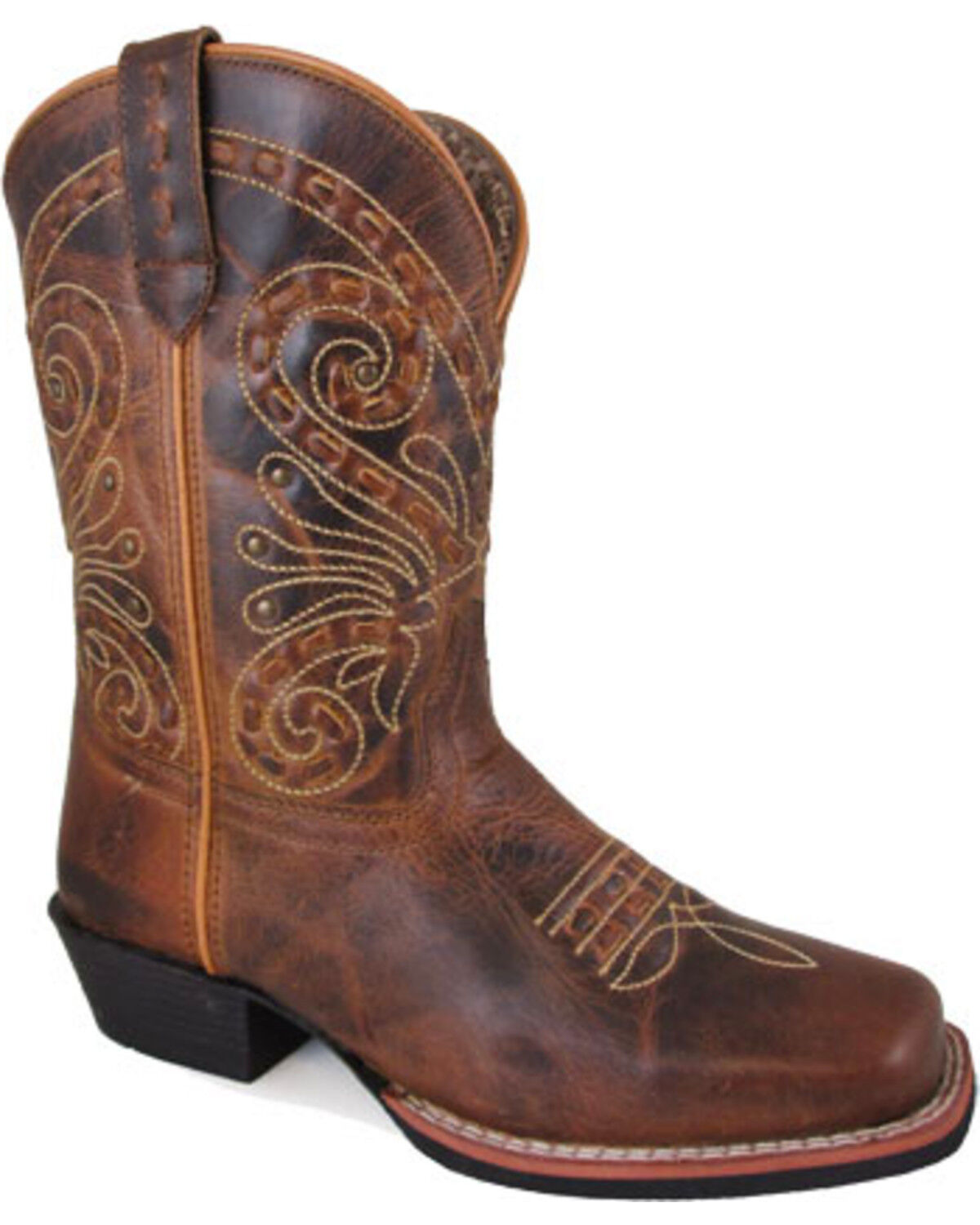 Image #1 - Smoky Mountain Women's Brown Shelby Stitched 9" Boots - Square Toe, , hi-res