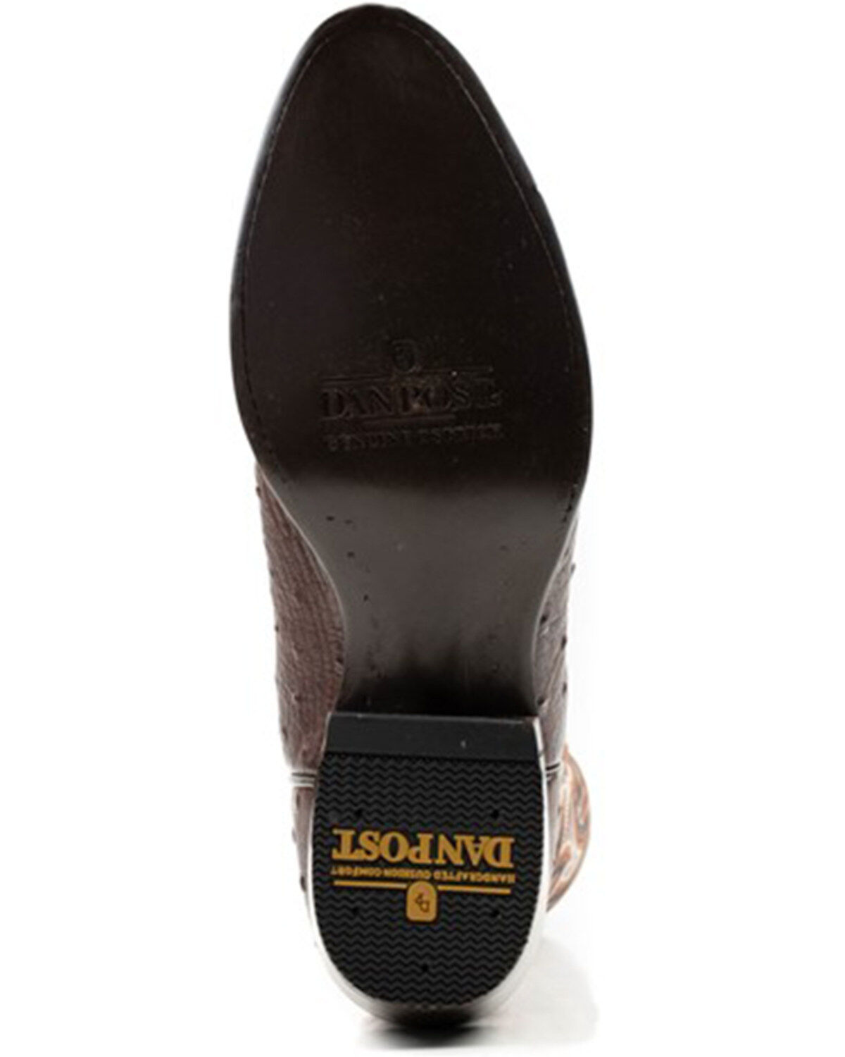 Image #6 - Dan Post Men's 12" Hand Ostrich Quill Exotic Western Boots - Round Toe, Brown, hi-res