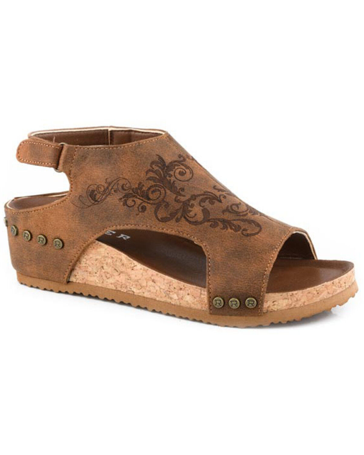 Image #1 - Roper Women's Josie Laser Sandals, Brown, hi-res