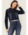 Image #2 - Shyanne Women's Southwestern Embroidered Cropped Denim Jacket, Dark Wash, hi-res