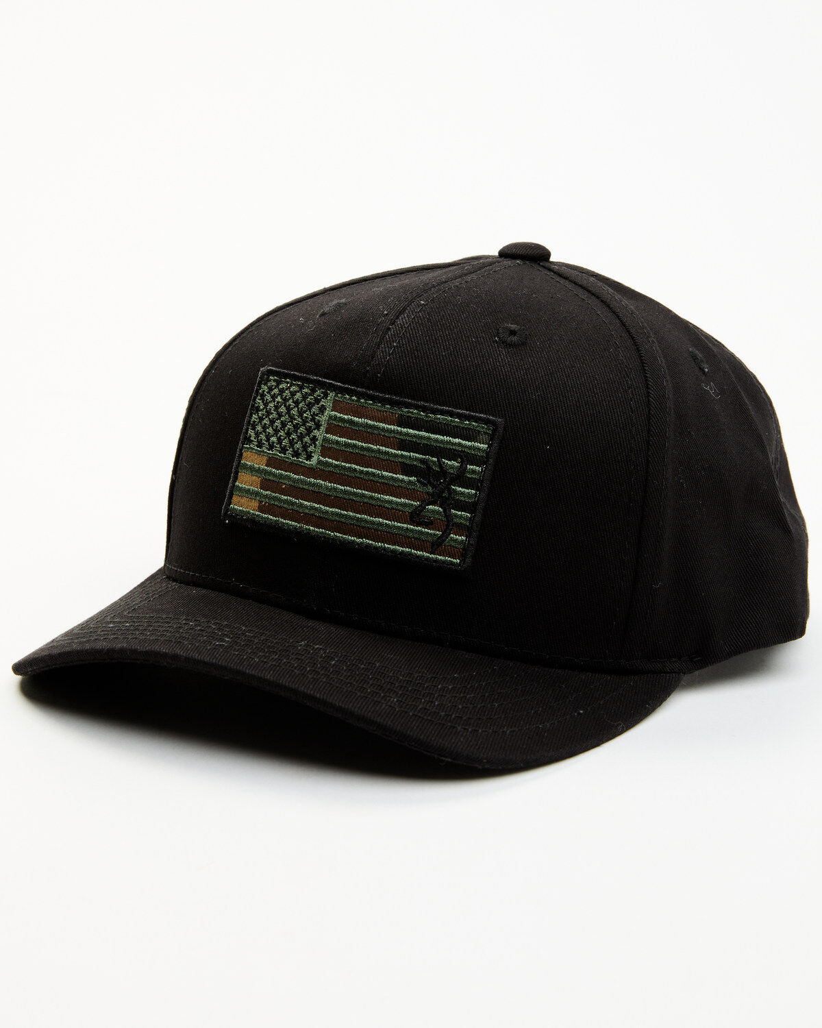 Image #1 - Browning Men's Woodland Flag Ball Cap, Black, hi-res
