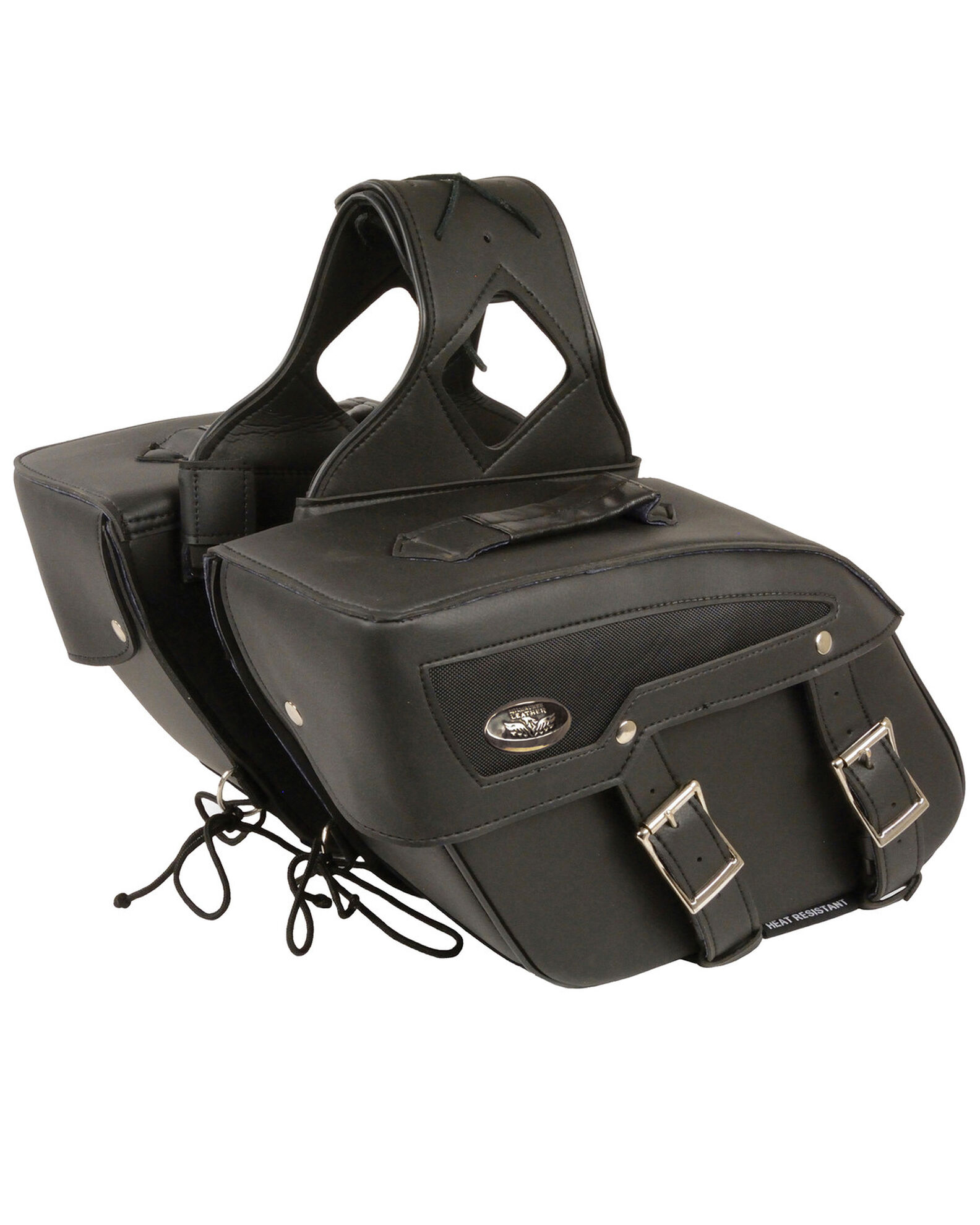 Image #3 - Milwaukee Leather Medium Zip-Off PVC Slanted Throw Over Saddle Bag, Black, hi-res