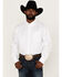 Image #1 - RANK 45® Men's Solid Basic Twill Logo Long Sleeve Button-Down Western Shirt, White, hi-res