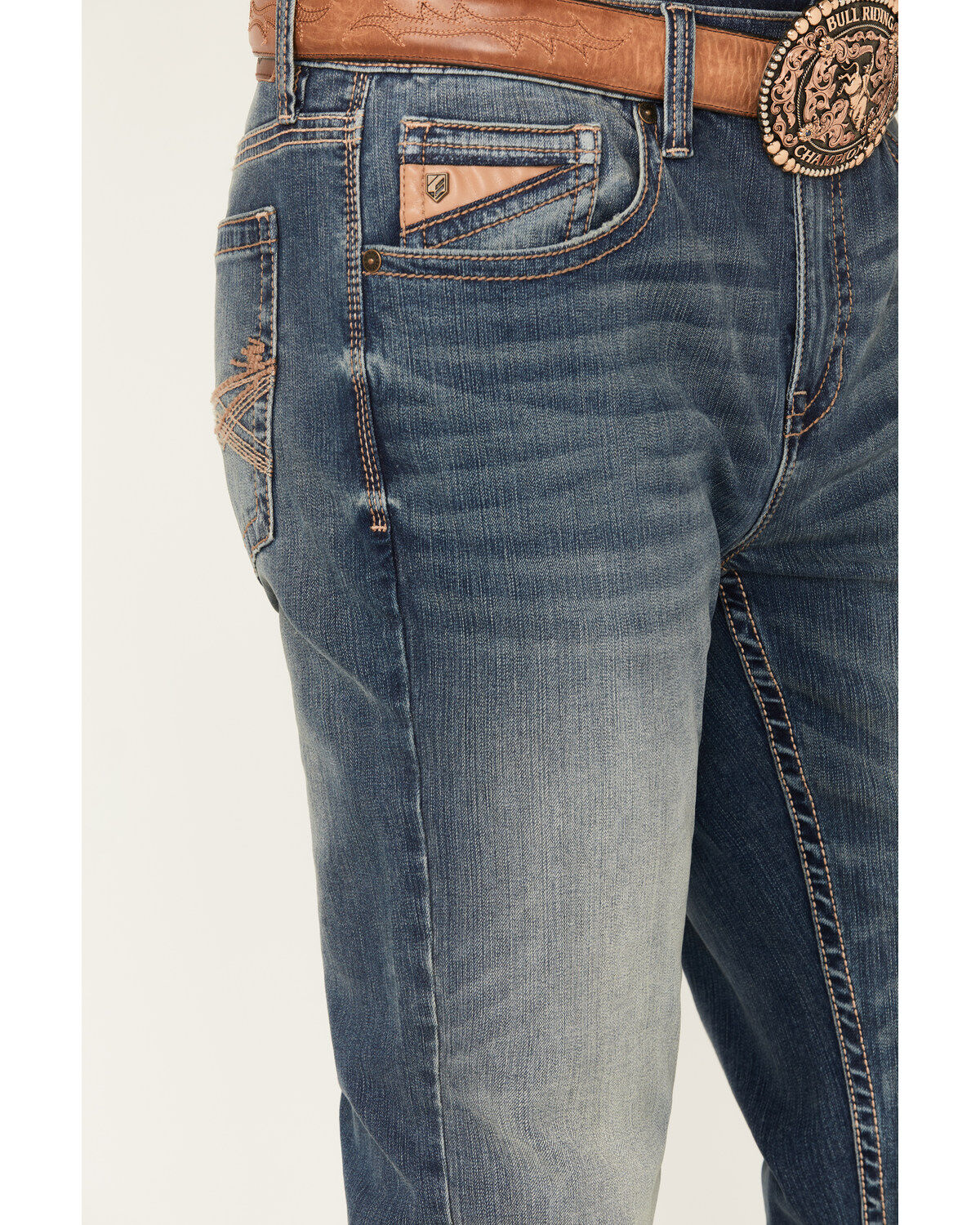 Image #2 - RANK 45® Men's Sidewinder Wash Ambush Slim Straight Performance 4-Way Stretch Denim Jeans, Blue, hi-res