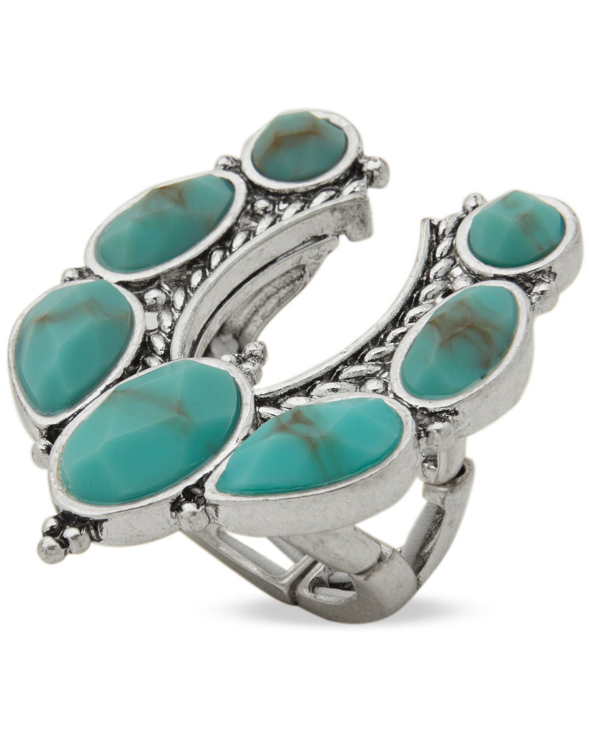 Image #1 - Lainey Wilson Women's Adjustable Horseshoe Stone Ring, Silver, hi-res