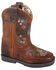 Image #1 - Smoky Mountain Toddler Girls' Floralie Western Boots - Broad Square Toe, Brown, hi-res