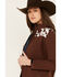 Image #2 - Cowgirl Hardware Women's Cow Print Yoke Softshell Jacket , Brown, hi-res