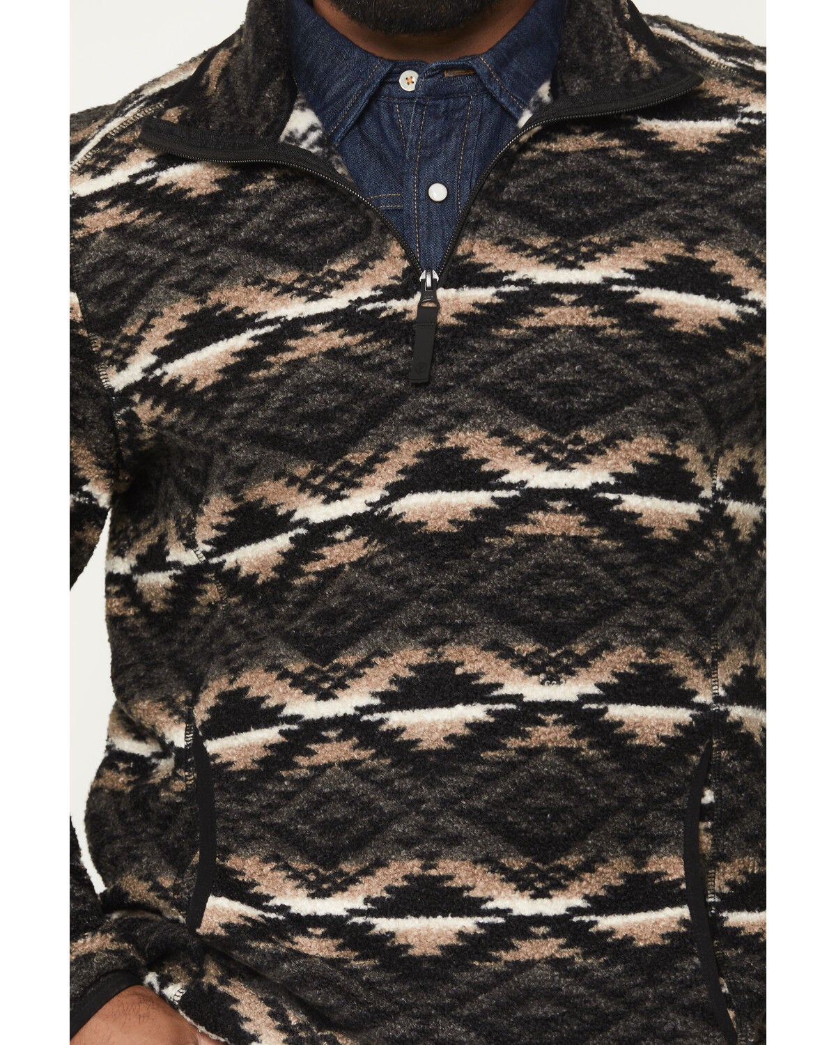 Rock & Roll Denim Men's Southwestern Berber Quarter Zip Pullover