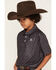 Image #2 - Panhandle Slim Boys' Steer Head Print Short Sleeve Polo, Black, hi-res