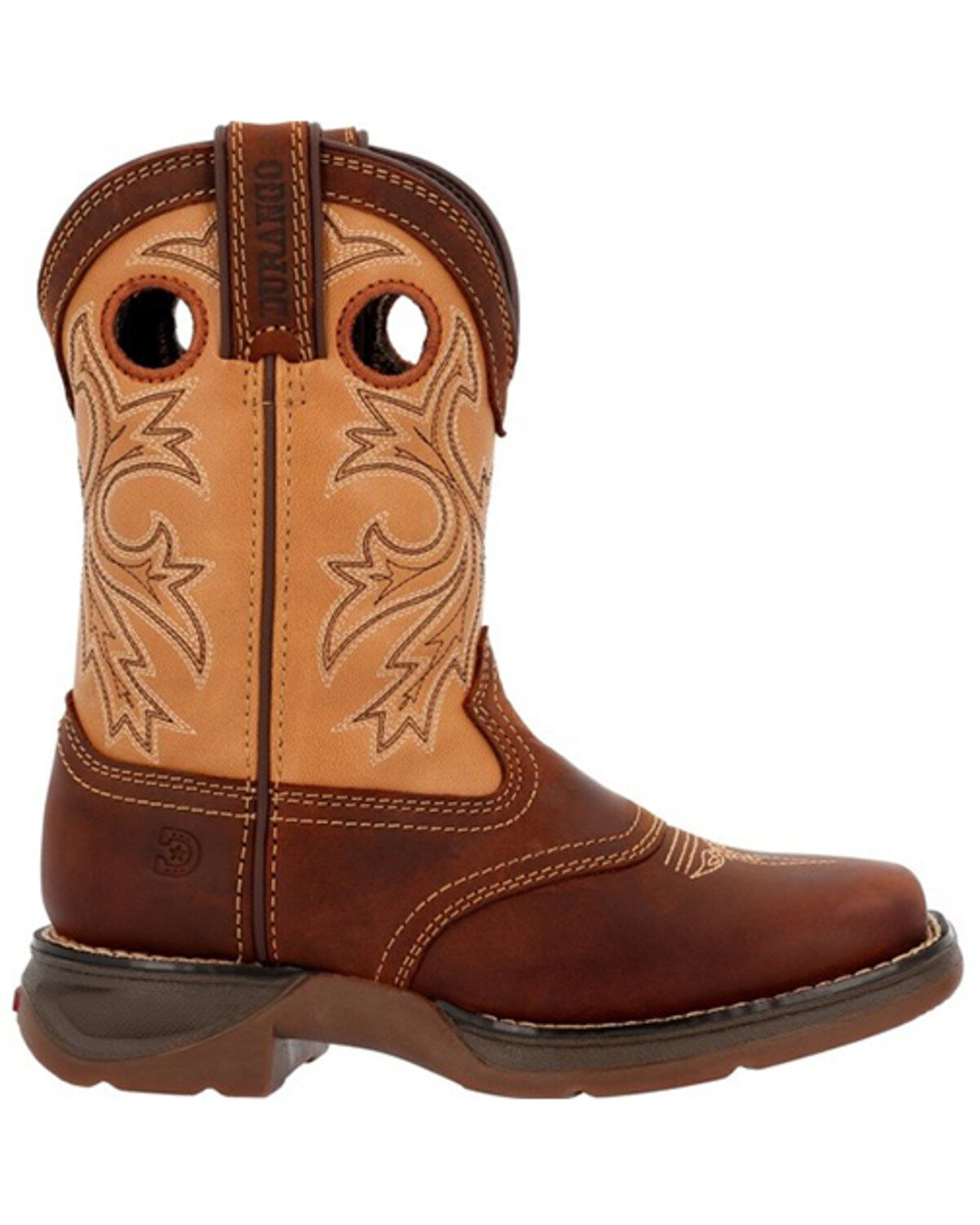 Image #2 - Durango Boys' Lil Rebel Western Boots - Broad Square Toe, Brown, hi-res