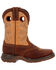 Image #2 - Durango Boys' Lil Rebel Wester Boots - Broad Square Toe, Brown, hi-res