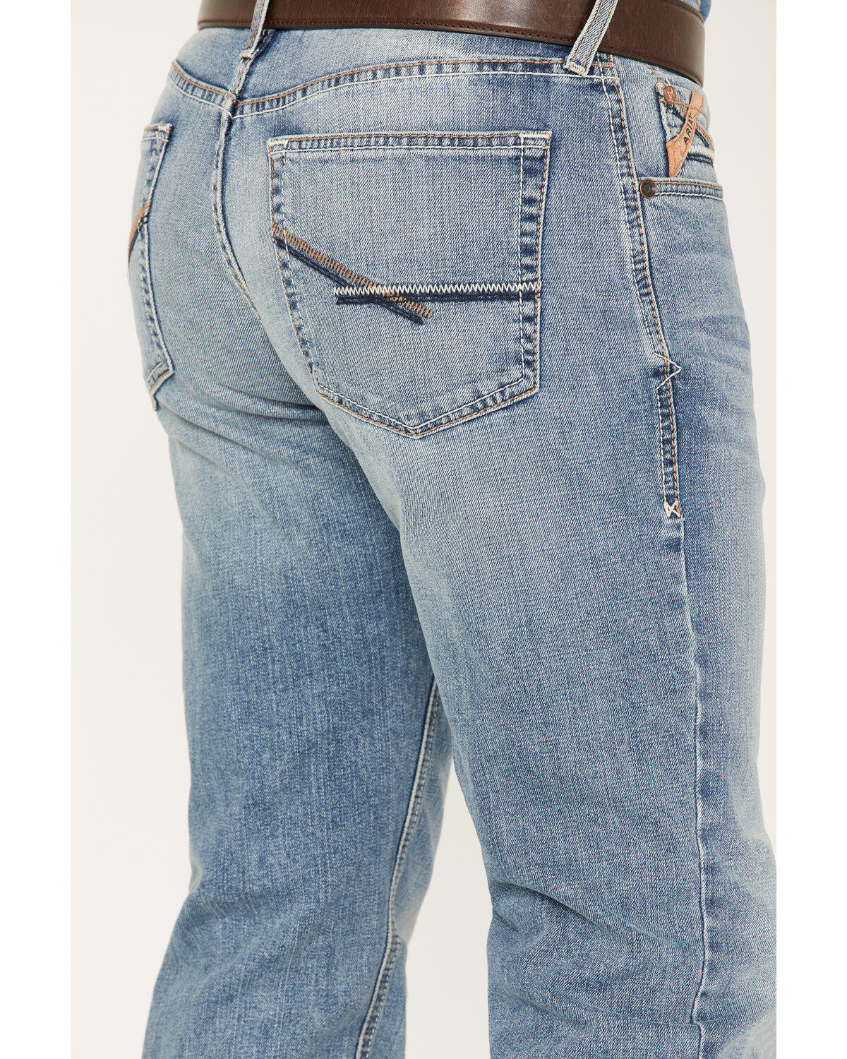 Image #4 - Ariat Men's M4 Orleans Abel Light Wash Stretch Relaxed Straight Jeans, Blue, hi-res