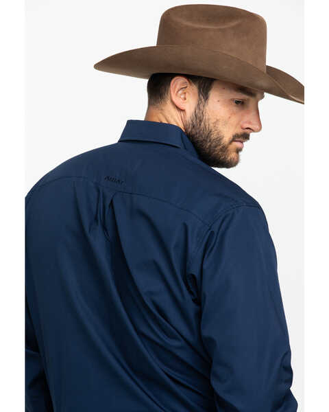 Image #5 - Ariat Men's Wrinkle Free Button Long Sleeve Western Shirt, Navy, hi-res