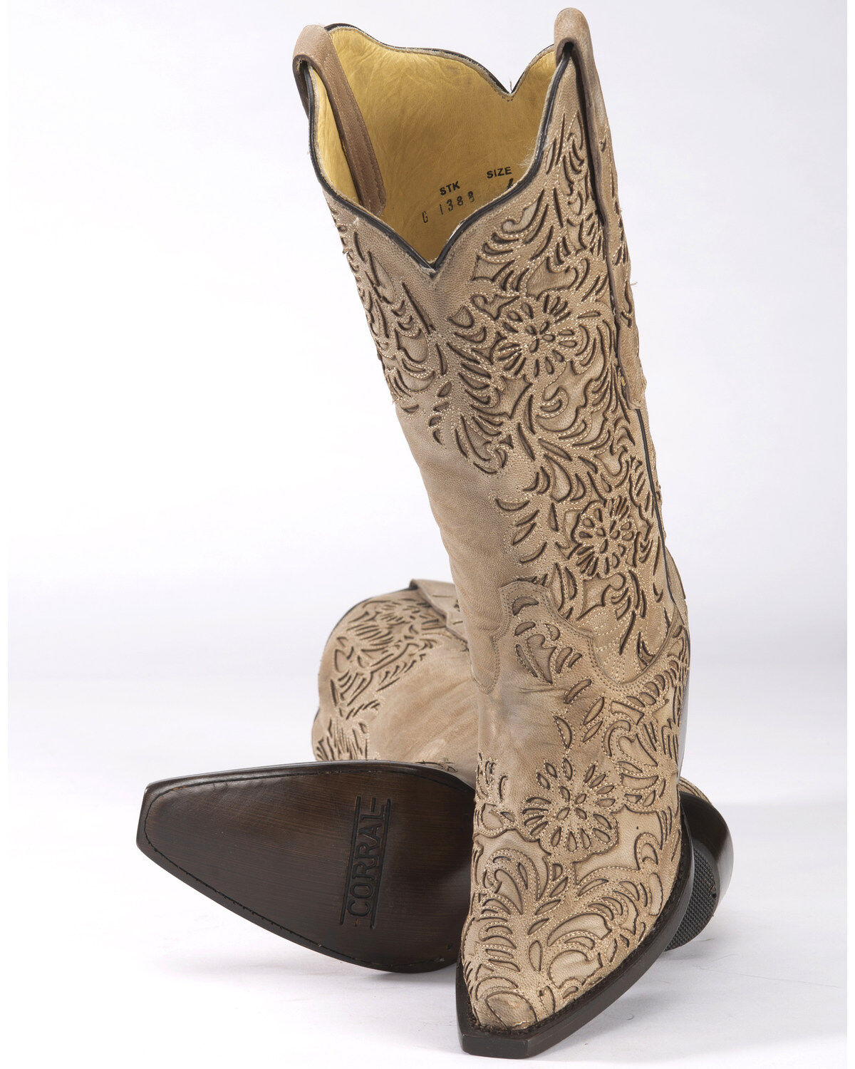 western boots beige