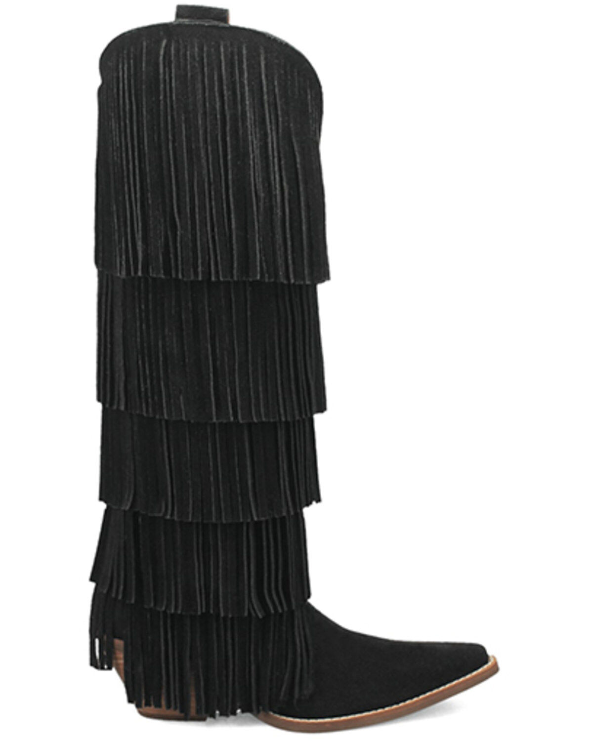 Image #2 - Dingo Women's Wild Child Suede Fringe Tall Western Boots - Snip Toe, Black, hi-res