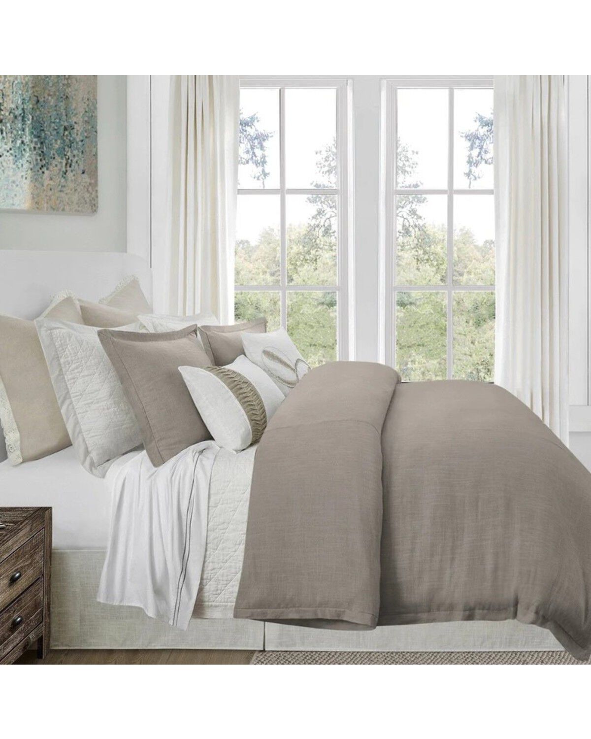HiEnd Accents Hera 3pc Duvet Set - Queen, Taupe, hi-res