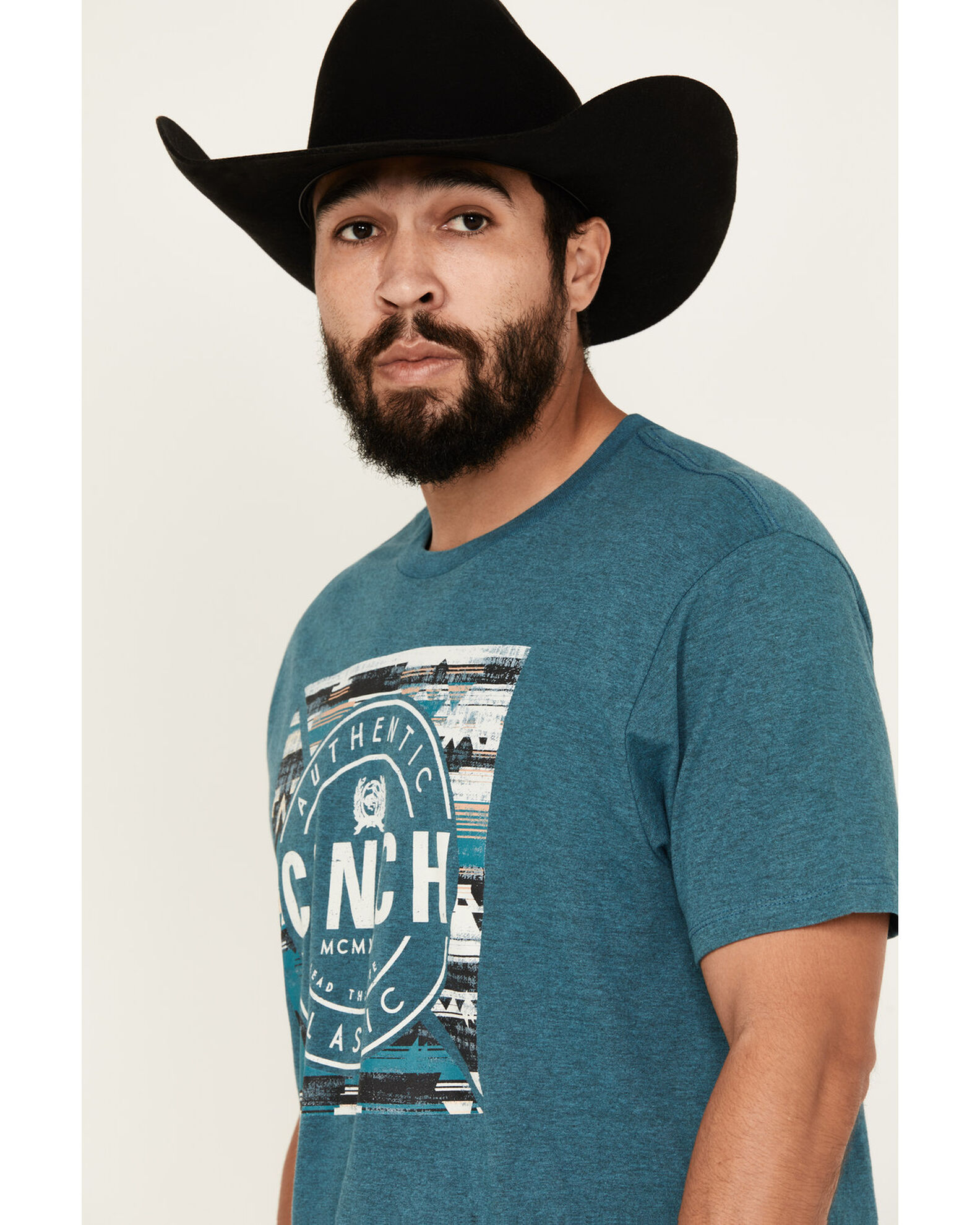 Image #2 - Cinch Men's Southwestern Print Logo Short Sleeve Graphic T-Shirt, Teal, hi-res