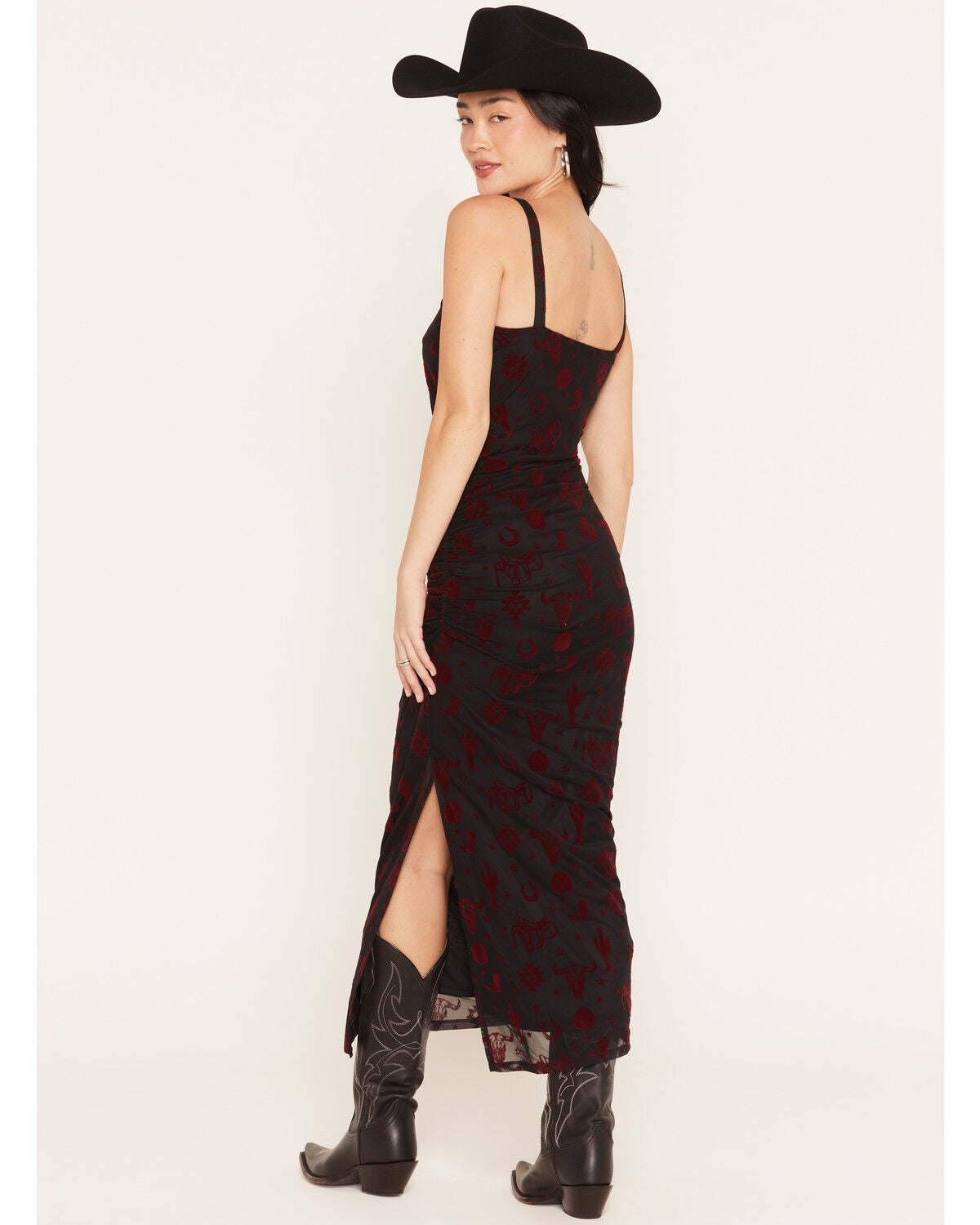 Image #4 - Rock & Roll Women's Flocked Conversational Print Mesh Mini Dress, Black, hi-res