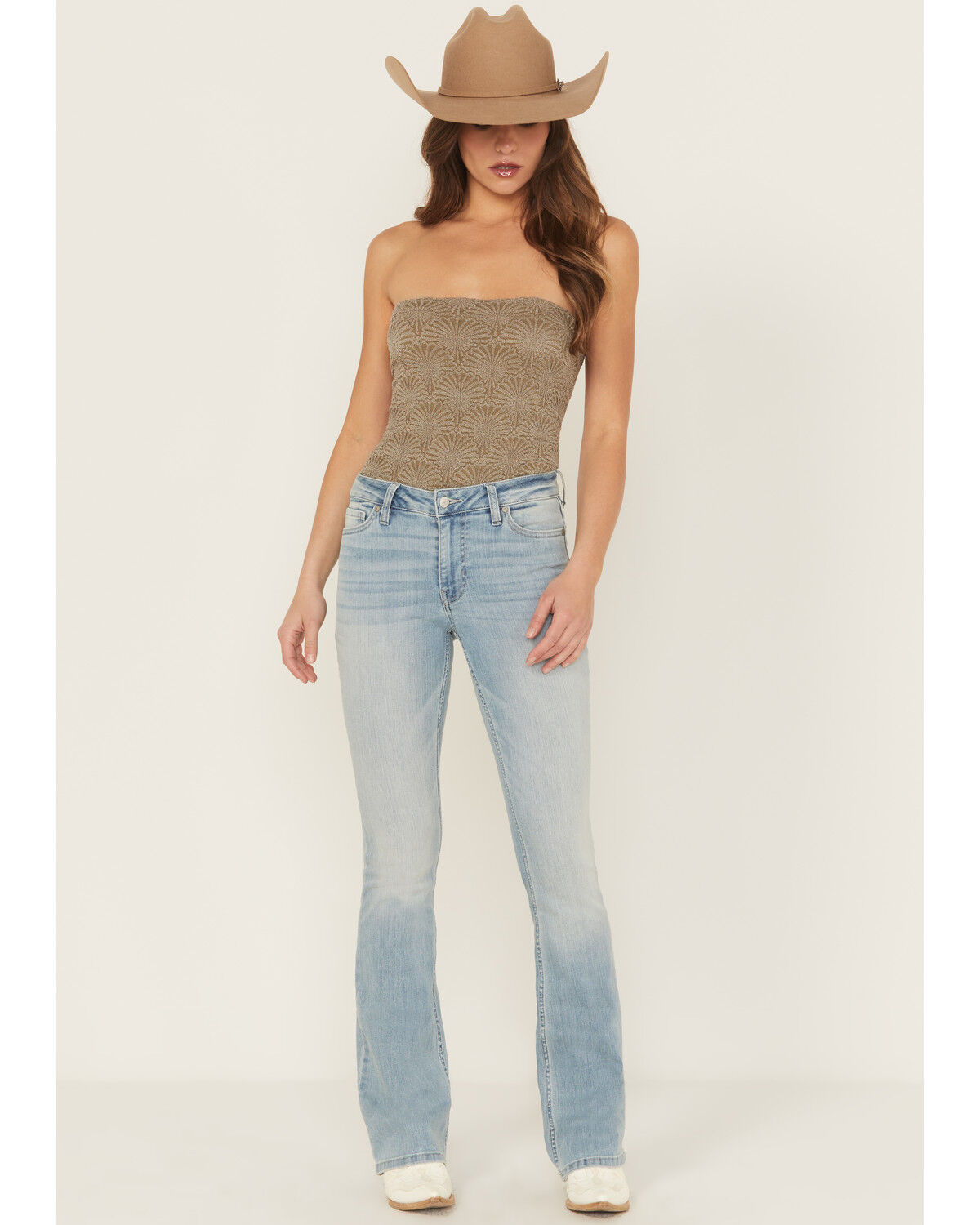 【I AM MARI】Chevind Washing Bootcut Denim Pants P6029] Simply Bootcut Jeans – Vibrant miu