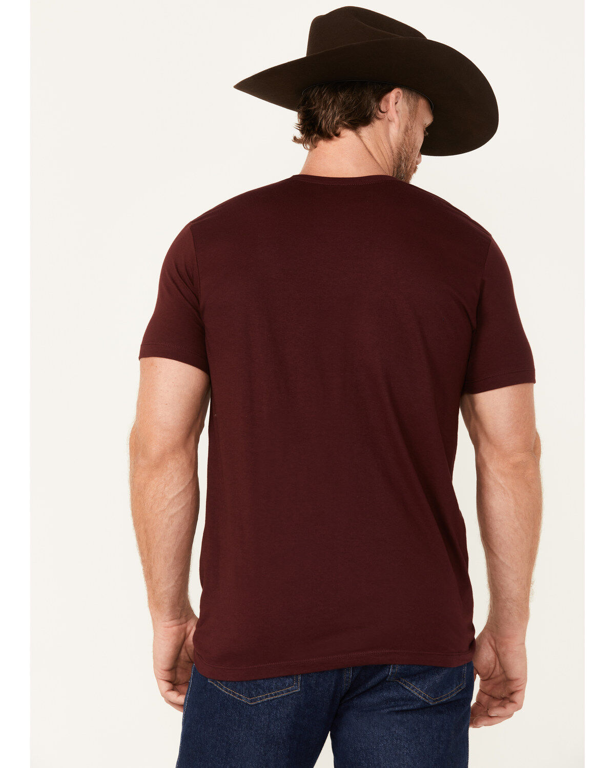Image #4 - Cinch Men's Boot Barn Exclusive Southwestern Circle Logo Short Sleeve Graphic T-Shirt, Burgundy, hi-res