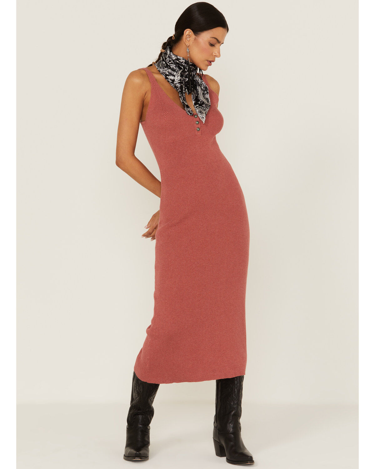 Image #1 - Tasha Polizzi Women's Helena Rib Knit Midi Dress, Grey, hi-res
