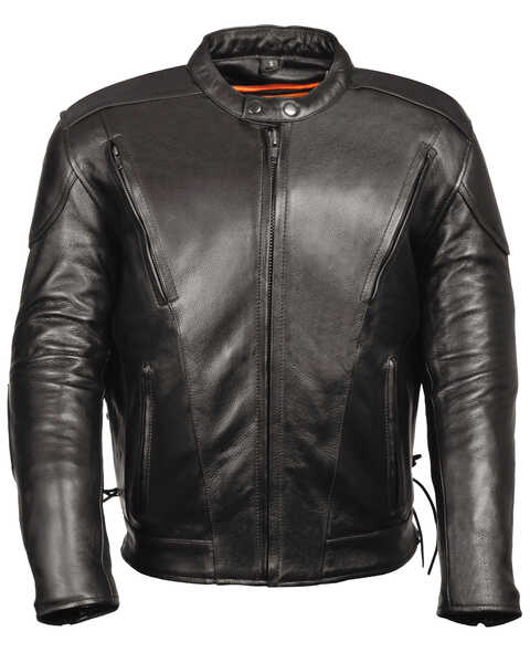 Image #1 - Milwaukee Leather Men's Side Lace Vented Scooter Jacket - 3X, Black, hi-res