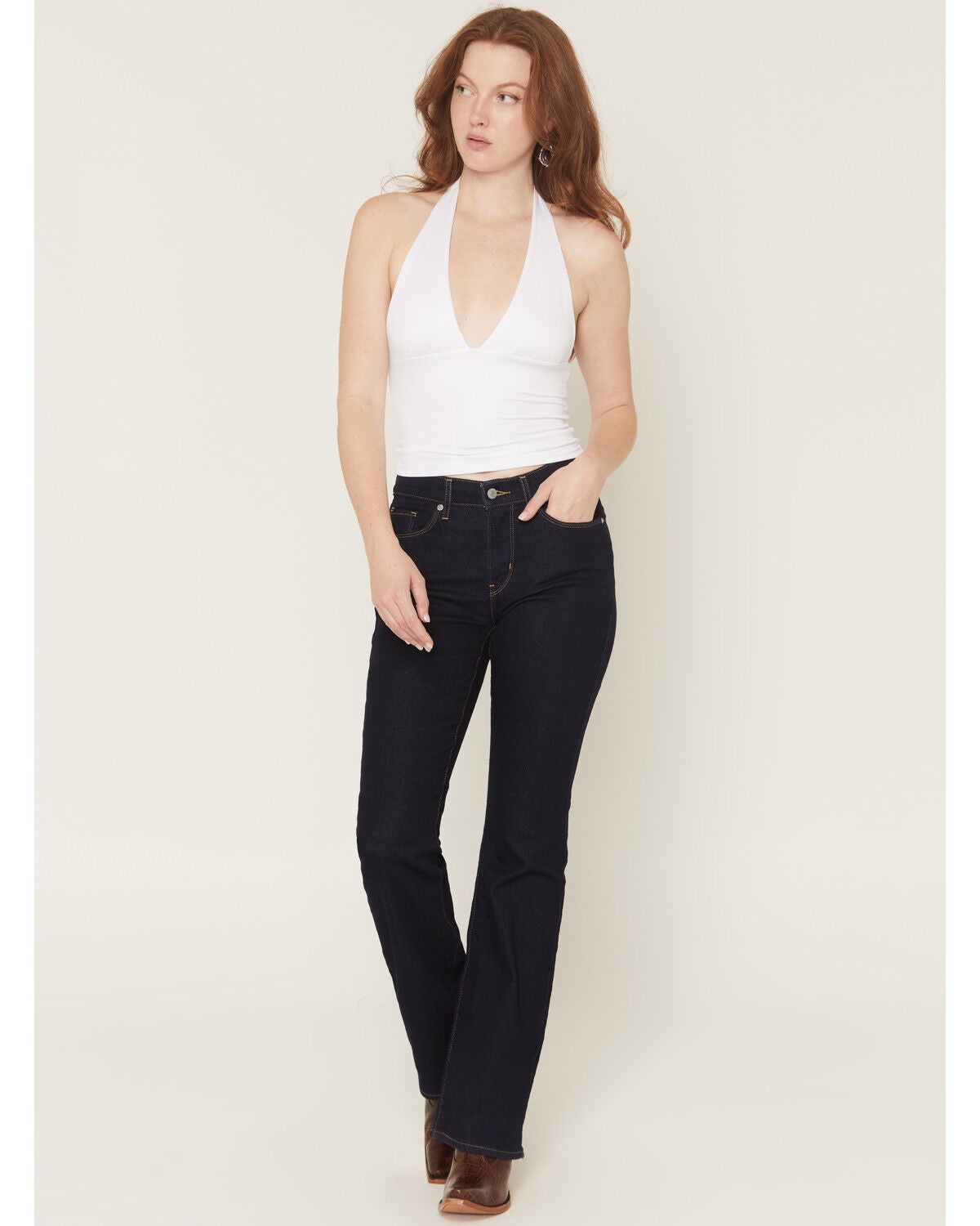 Levi's Women's Darkest Sky Wash Classic Mid Rise Bootcut Stretch Denim Jeans, Dark Wash, hi-res