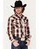 Image #2 - Cowboy Hardware Men's Hombre Large Plaid Pearl Snap Western Shirt, Orange, hi-res