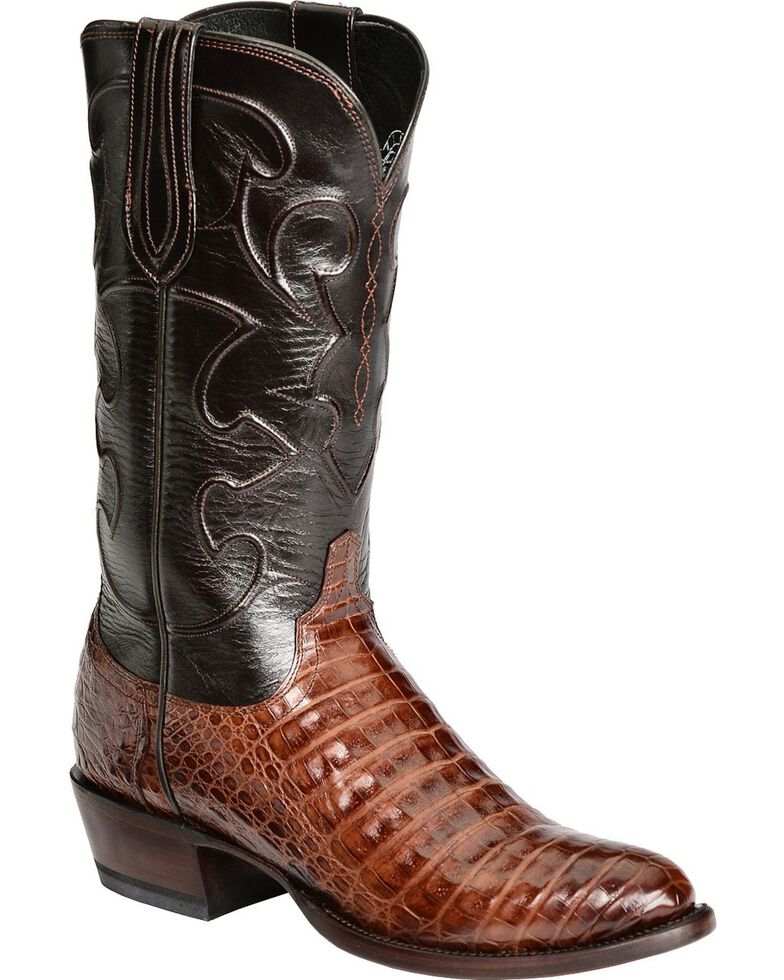 Lucchese Handmade 1883 Caiman Belly Cowboy Boots - Medium Toe, Sienna, hi-res