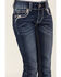 Shyanne Little Girls' Dark Wash Floral Pocket Stretch Bootcut Jeans, Blue, hi-res