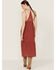 Lush Women's Maroon Sleeveless Lace Trim Dress, Maroon, hi-res