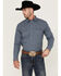 Image #2 - Blue Ranchwear Men's Yarn-Dye Stripe Long Sleeve Snap Western Workshirt, Indigo, hi-res