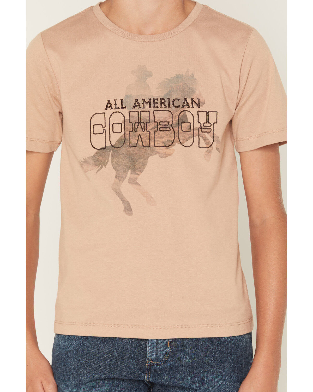 Image #3 - Sable Sky Boys' All American Cowboy Short Sleeve Graphic T-Shirt, Brown, hi-res