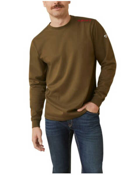 Ariat Men's FR Born For This Long Sleeve Graphic Work T-Shirt - Tall, Brown, hi-res