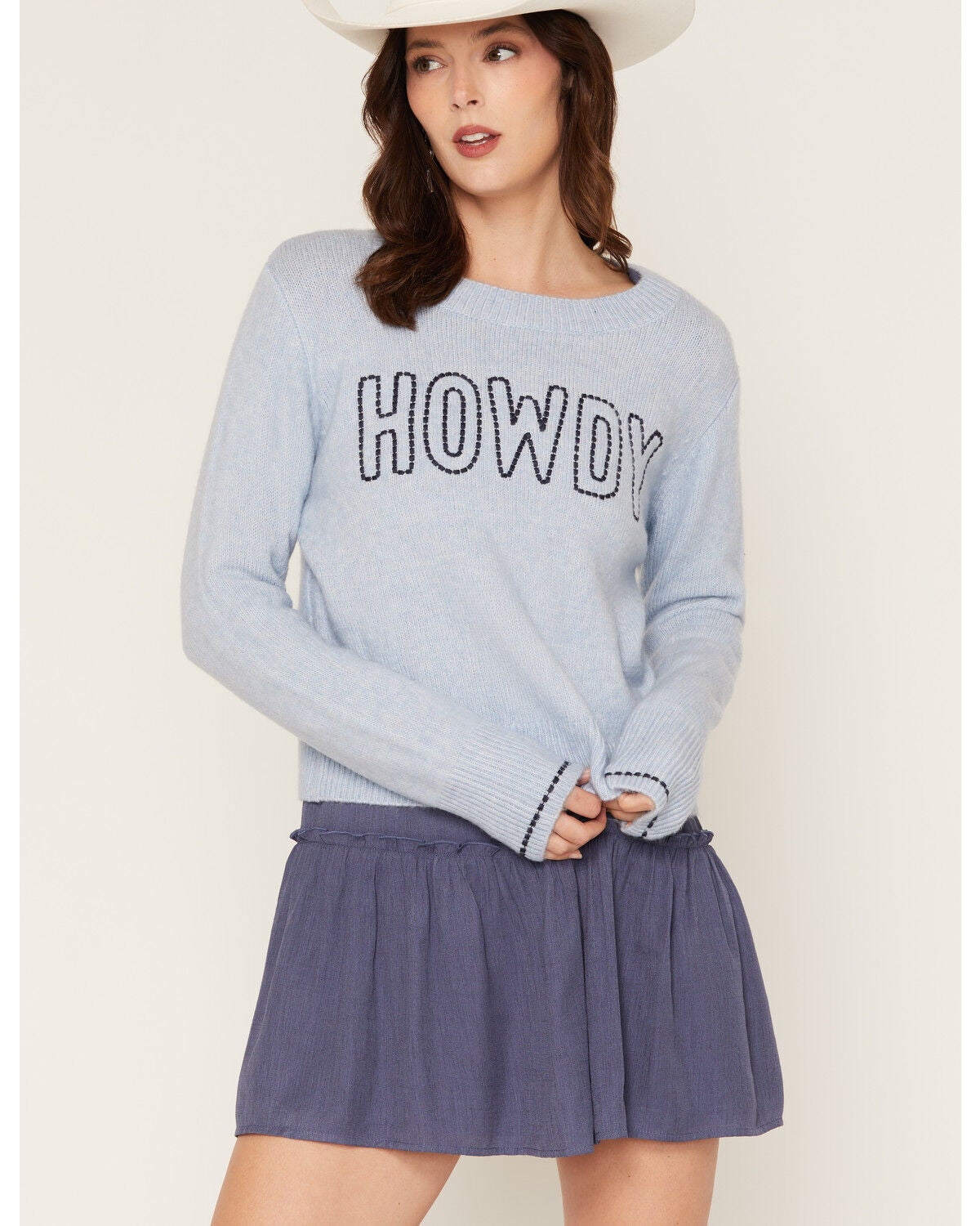Image #1 - White Crow Women's Howdy Sweater, Light Blue, hi-res