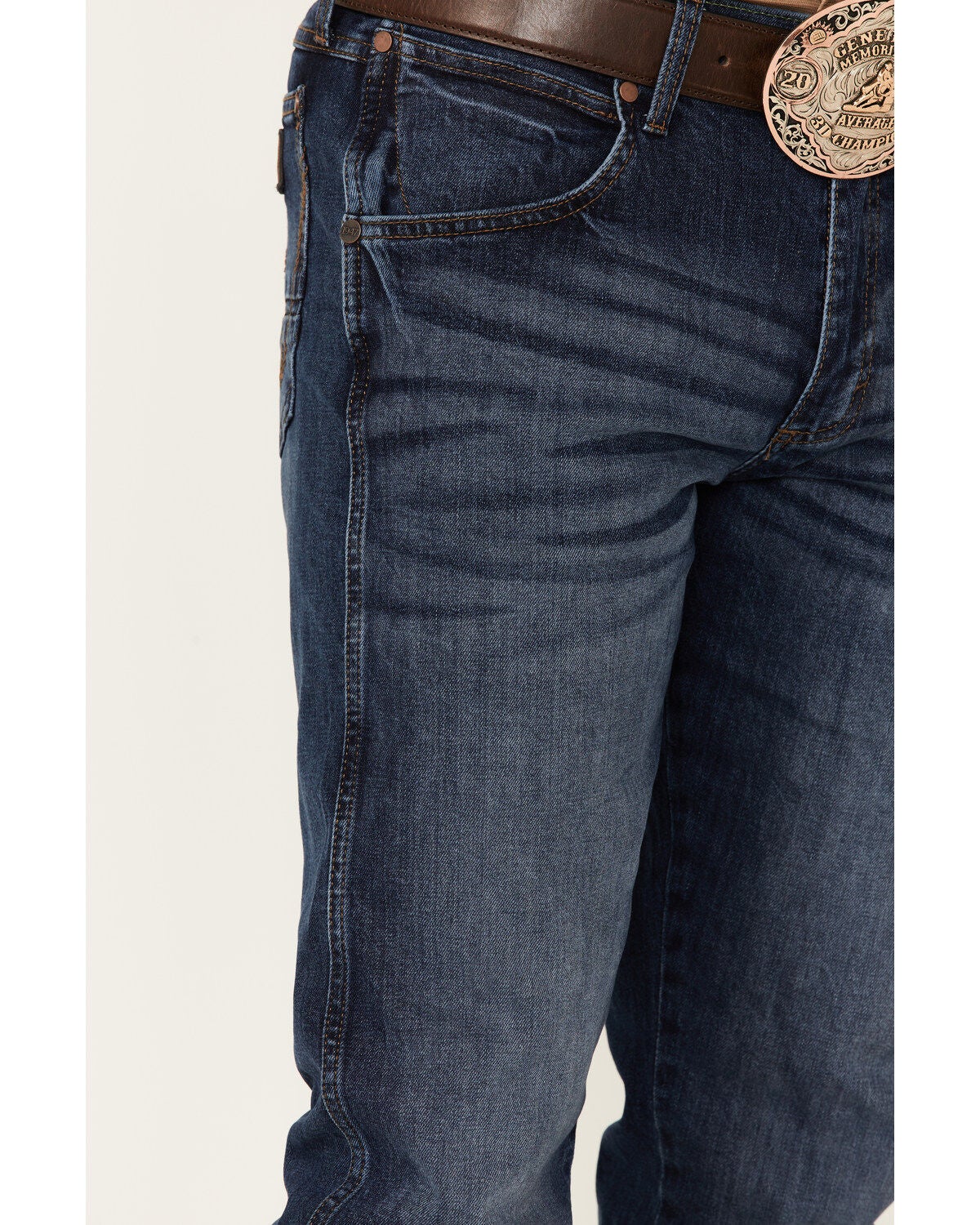 Image #2 - Wrangler Retro Men's Galaxy Dark Wash Stretch Slim Straight Jeans, Blue, hi-res