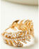 Image #2 - Lainey Wilson Women's Feather Hoop Earrings, Gold, hi-res