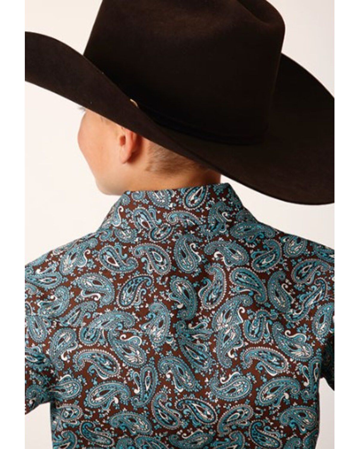 Image #2 - Roper Boys' Paisley Print Long Sleeve Pearl Snap Western Shirt, , hi-res