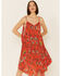 Image #1 - Molly Bracken Women's Floral Print Hanky Dress, Red, hi-res