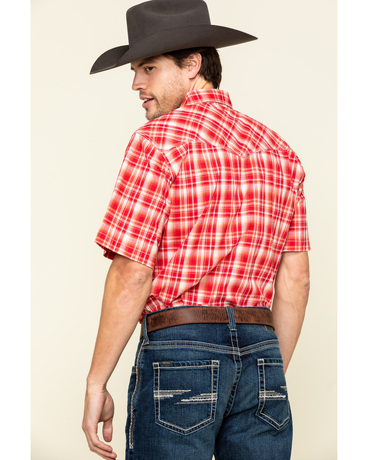 Image #2 - Wrangler 20X Men's Advanced Comfort Plaid Print Short Sleeve Western Shirt, , hi-res