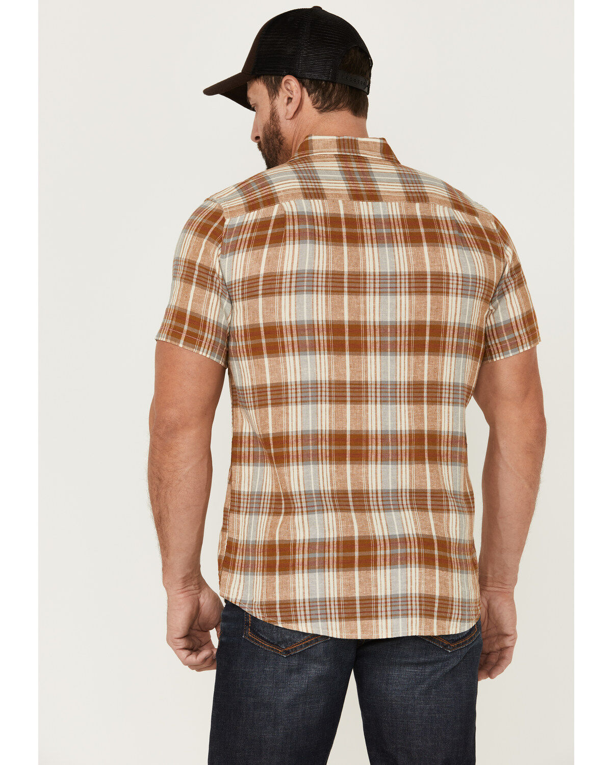 Image #4 - Pendleton Men's Linen Plaid Short Sleeve Button Down Western Shirt, Yellow, hi-res