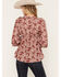 Image #4 - Wild Moss Women's Floral Print Ruffle Long Sleeve Top, Burgundy, hi-res