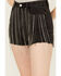 Image #2 - Blue B Women's High Rise Pocket Rhinestone Fringe Denim Shorts, Charcoal, hi-res