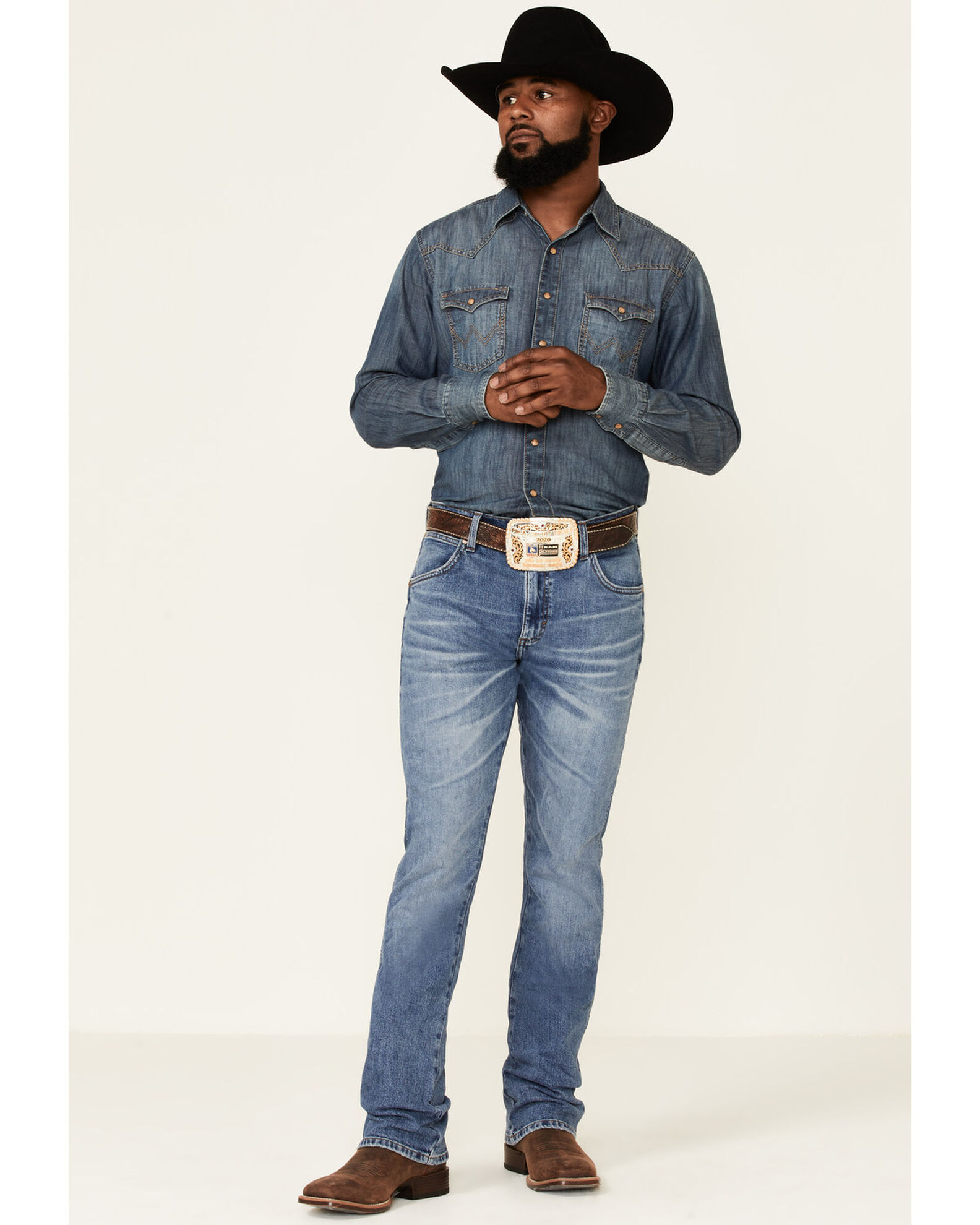 Wrangler Retro Green Men's Sienna Medium Wash Stretch Slim Bootcut Jeans |  Boot Barn